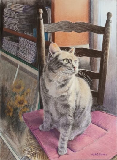 Milka sur sa chaise — 46x34 cm