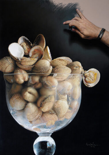 Painting cold cockles. — Pastel on board. 79x56 cm. 2013