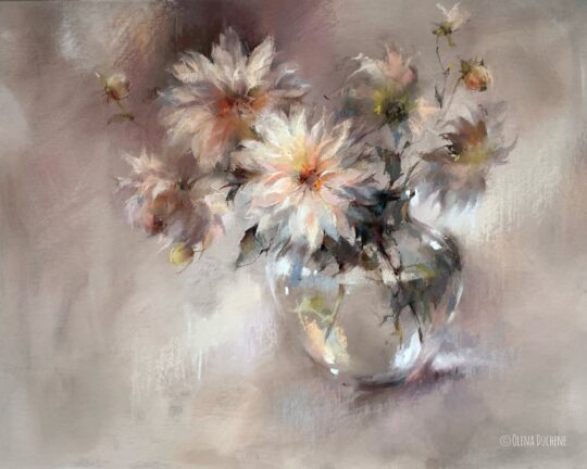 Dahlias en verre — 65x50cm