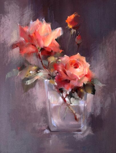 Roses en verre — 30x40cm