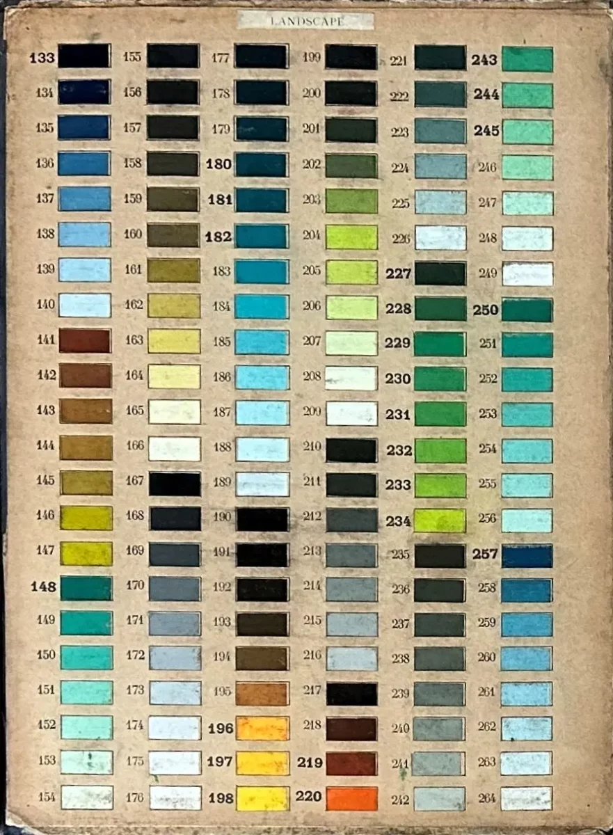 Second part of the Pastels Girault color chart.
"Landscape"
526 shades color chart